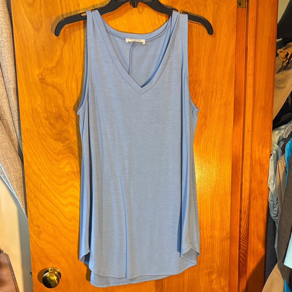 Zenana Light Blue V-Neck Tank Top